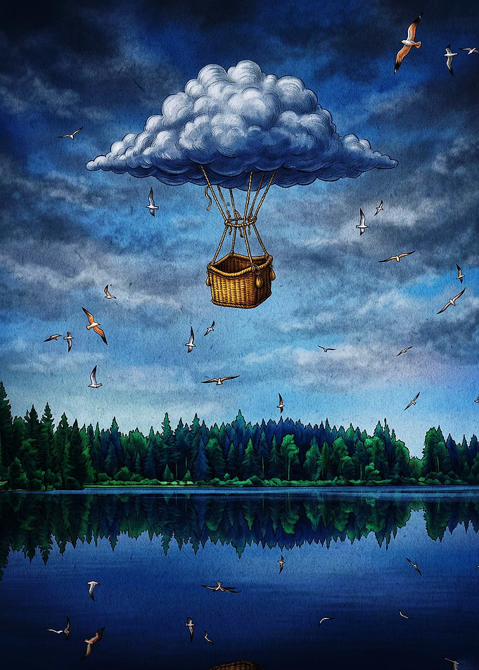 Surreal Cloud Hot Air Balloon