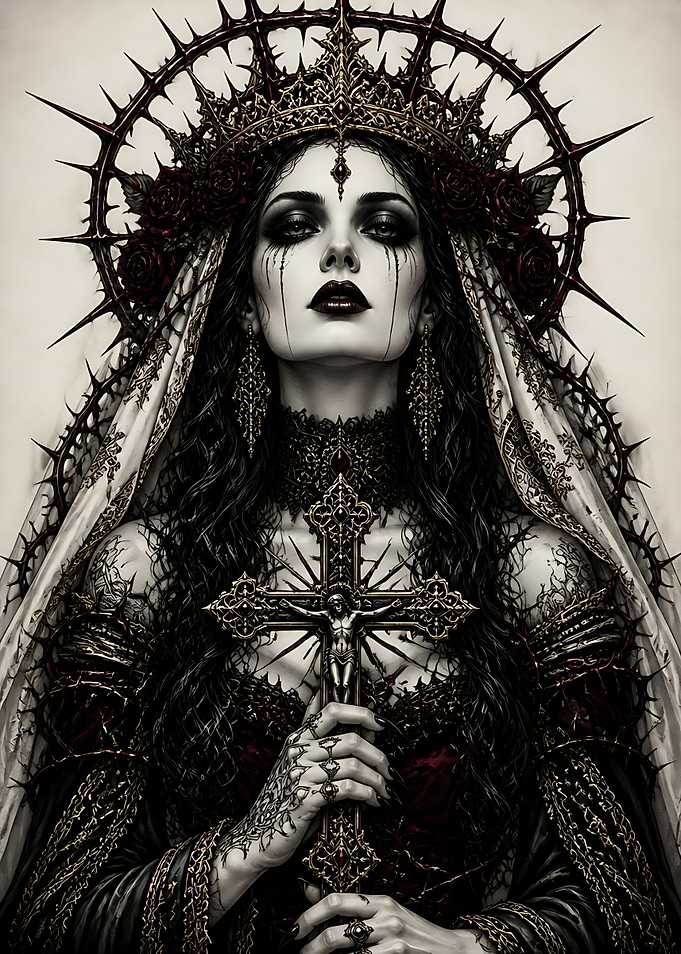 Gothic Queen with Crown of Thorns