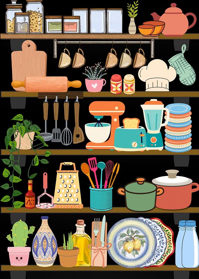cozy Kitchen Shelves