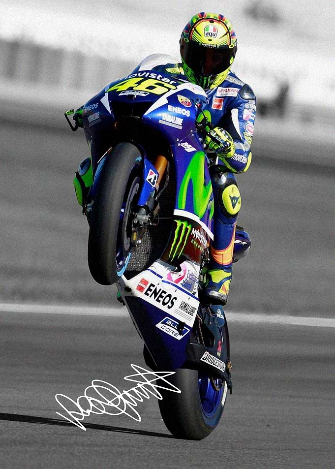 Valentino Rossi Performing a Wheelie