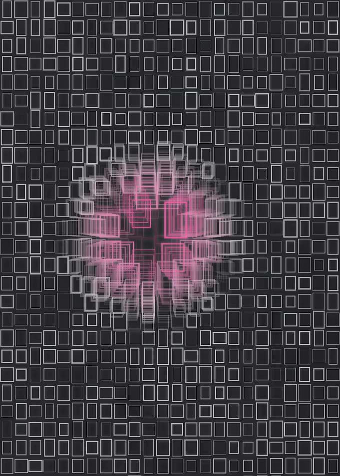 Abstract Pink Glowing Geometric Grid