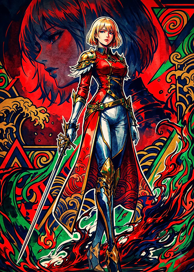 Warrior Woman with Sword Digital Art