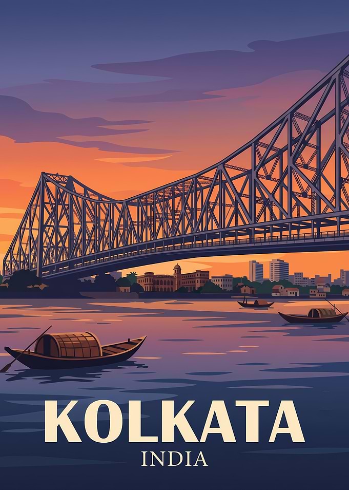 Kolkata Howrah Bridge Travel Poster