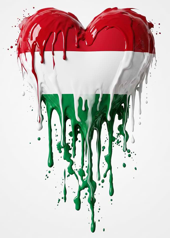 Dripping Heart Hungary Flag Art