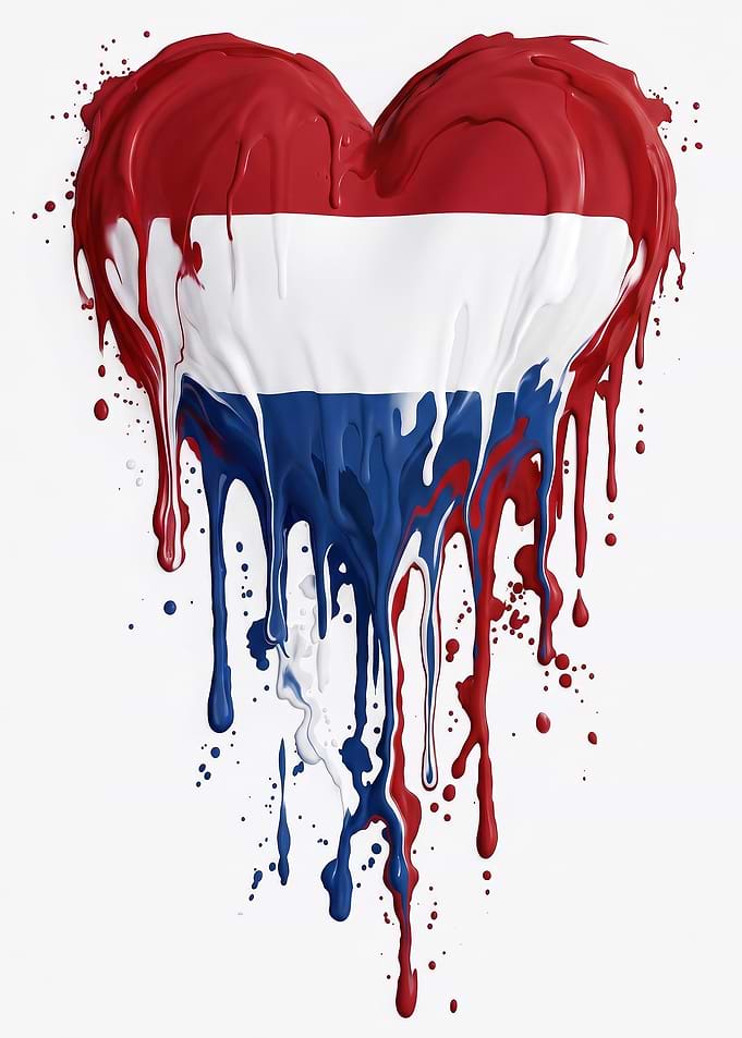 Netherlands Flag Heart Paint Drip