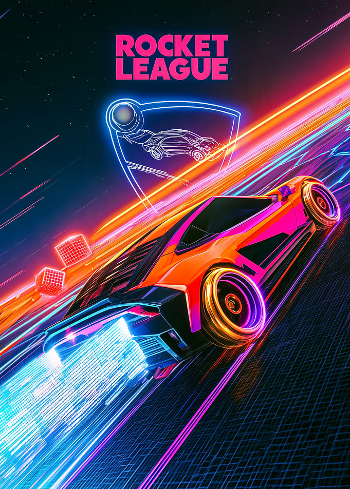Rocket League Neon Racing Poster