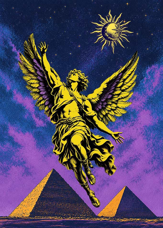 Angel Ascending Over Ancient Pyramids