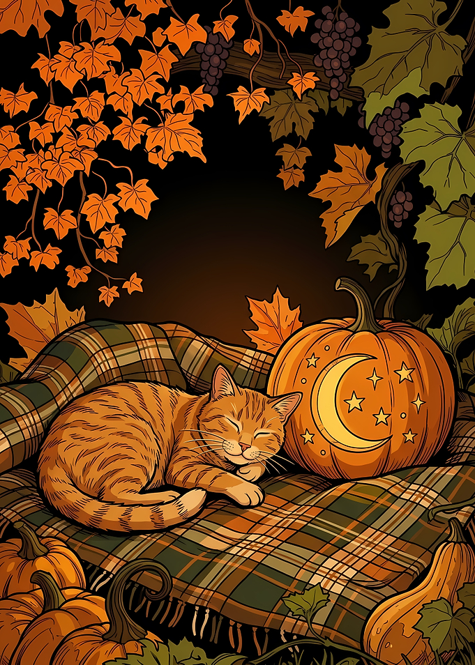 Cozy Autumn Cat Halloween