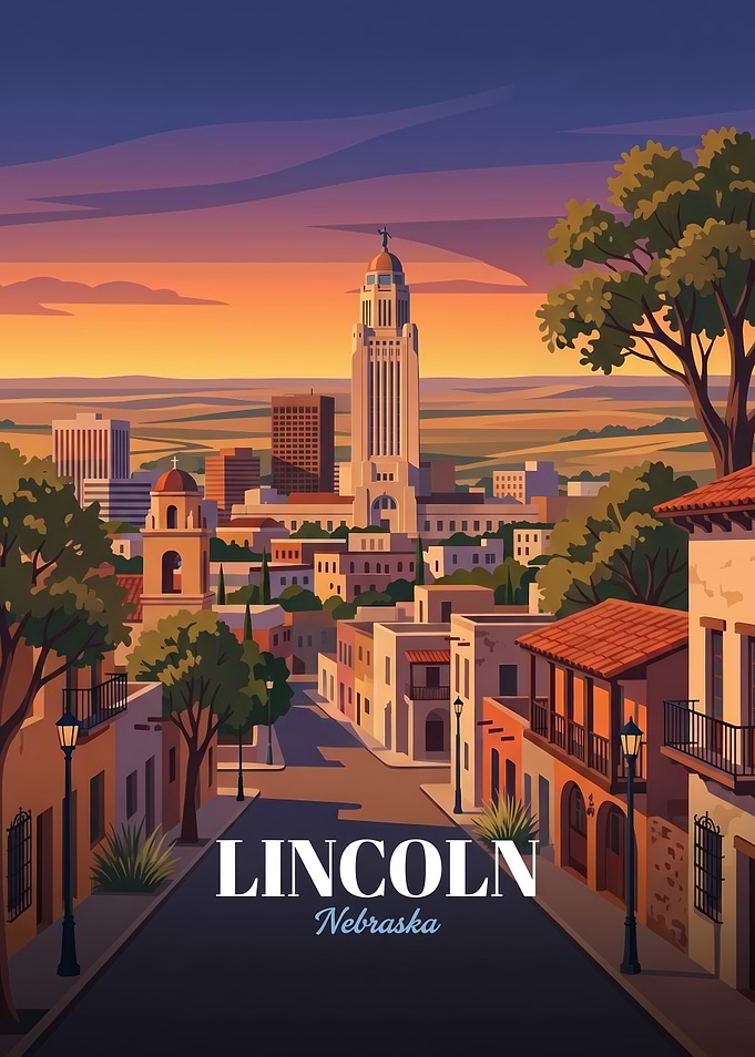Lincoln Nebraska Travel Poster