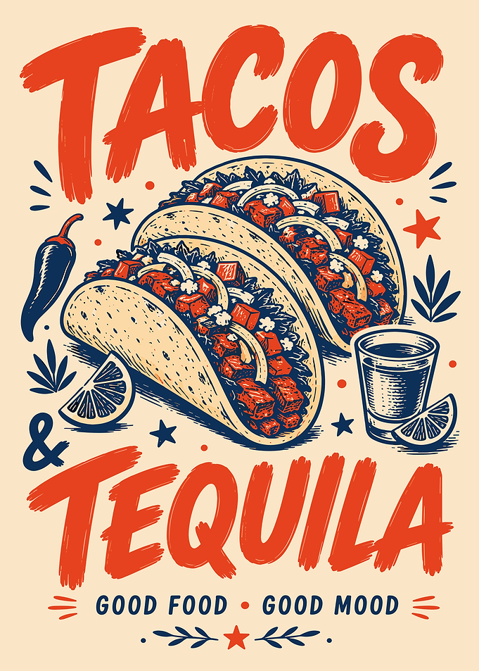 Tacos and Tequila Retro Poster