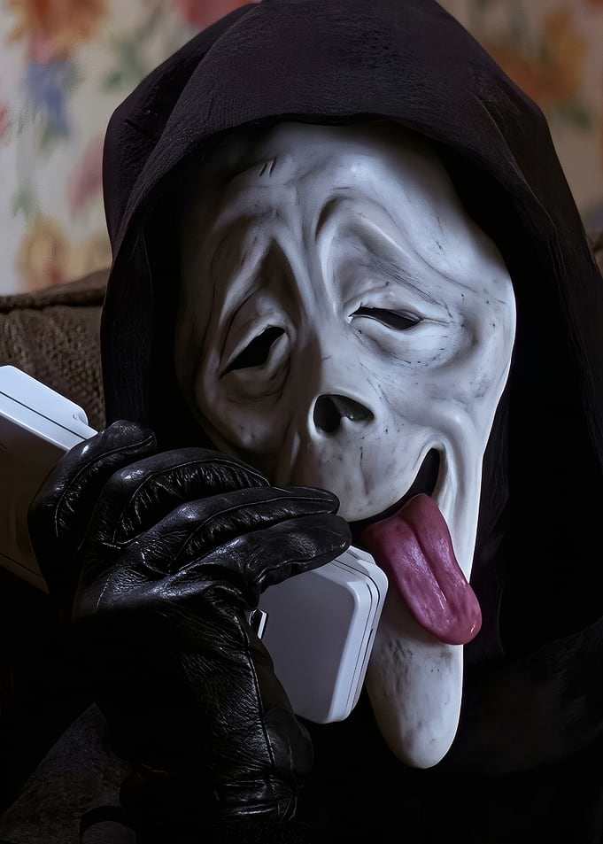 WAZZUP!! SCARY MOVIE Ghostface Mask with Tongue Out