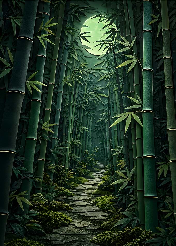 Mystical Green Bamboo Forest