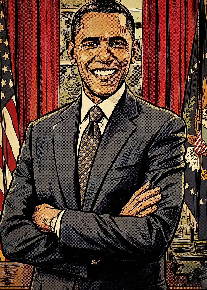 Barack Obama Comic Style Portrait