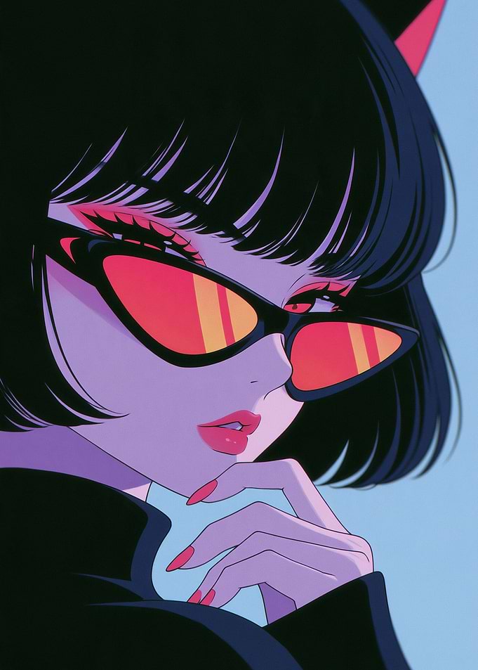 Stylish Anime Girl with Red Sunglasses