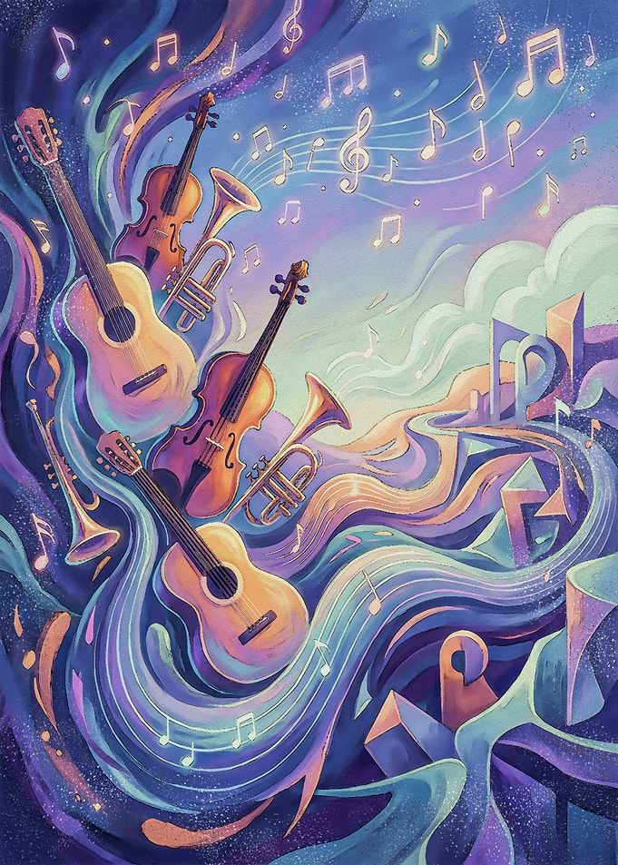 Musical Symphony of Instruments and Notes