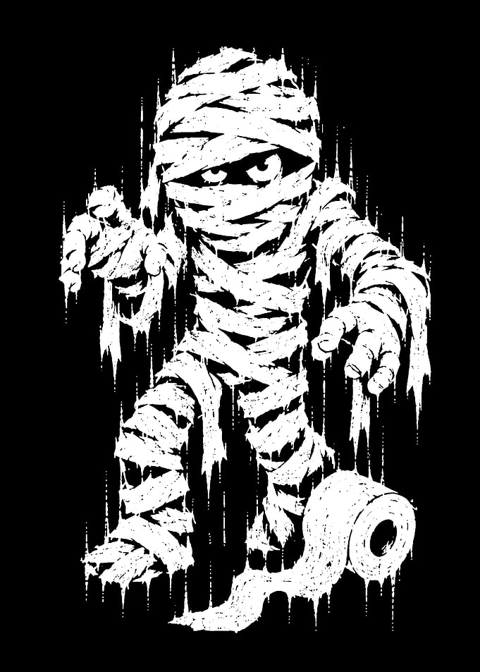 Funny Toilet Paper Mummy Illustration