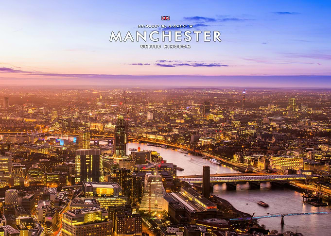 Manchester Cityscape Sunset Skyline