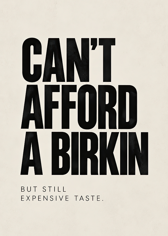 Can't Afford A Birkin Typography Poster