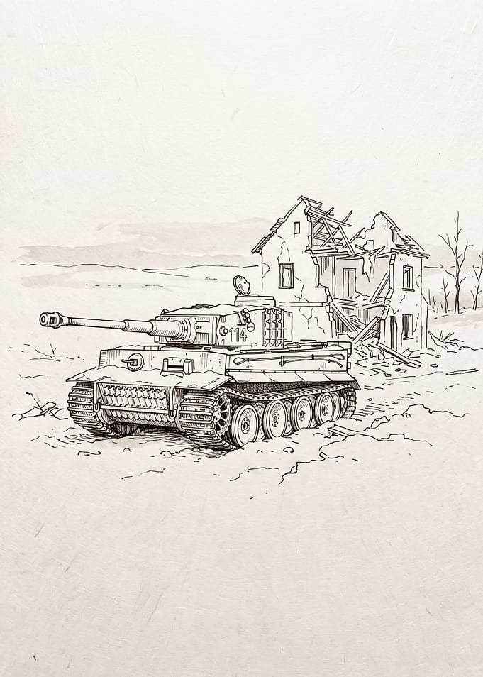 Tiger I Tank by Ruined Building