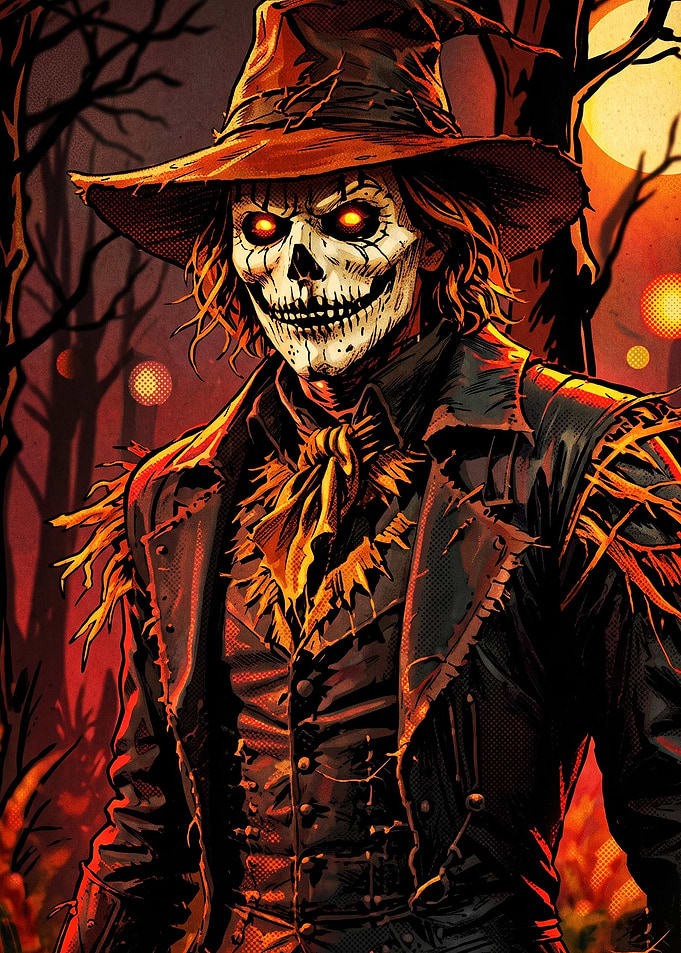 Scarecrow Villain Comic Book Style Art
