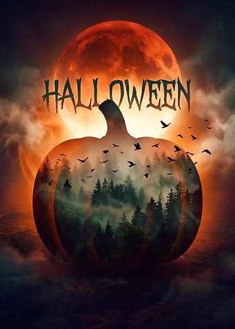 Spooky Halloween Pumpkin Forest Poster