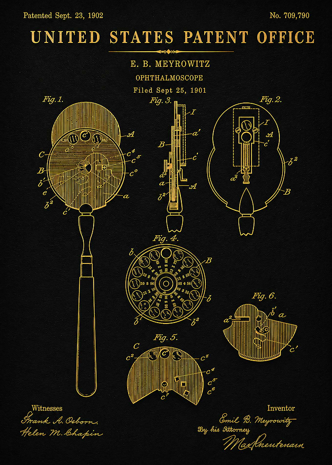 Vintage Ophthalmoscope Patent Blueprint