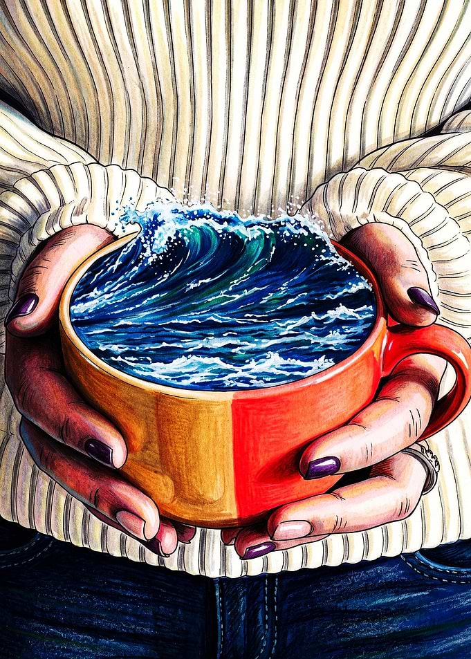 Ocean Waves Inside a Coffee Mug