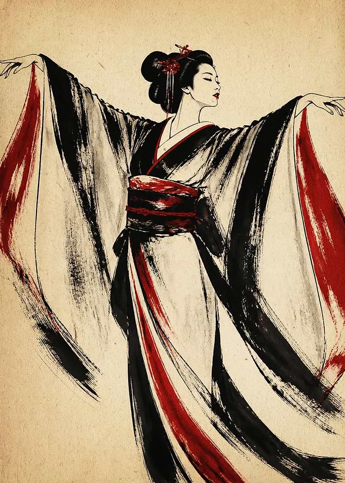 Elegant Geisha in Traditional Kimono