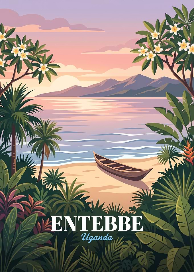 Entebbe Uganda Travel Poster