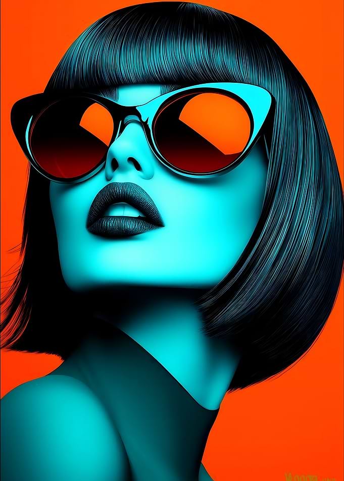 Pop Art Portrait of Stylish Woman