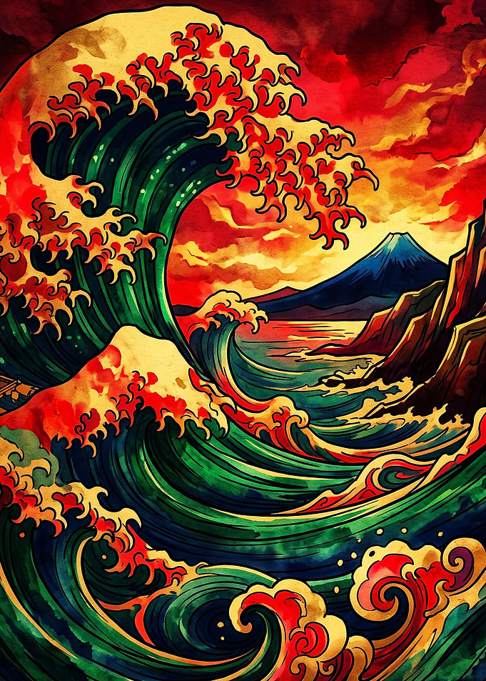 Fiery Great Wave off Kanagawa