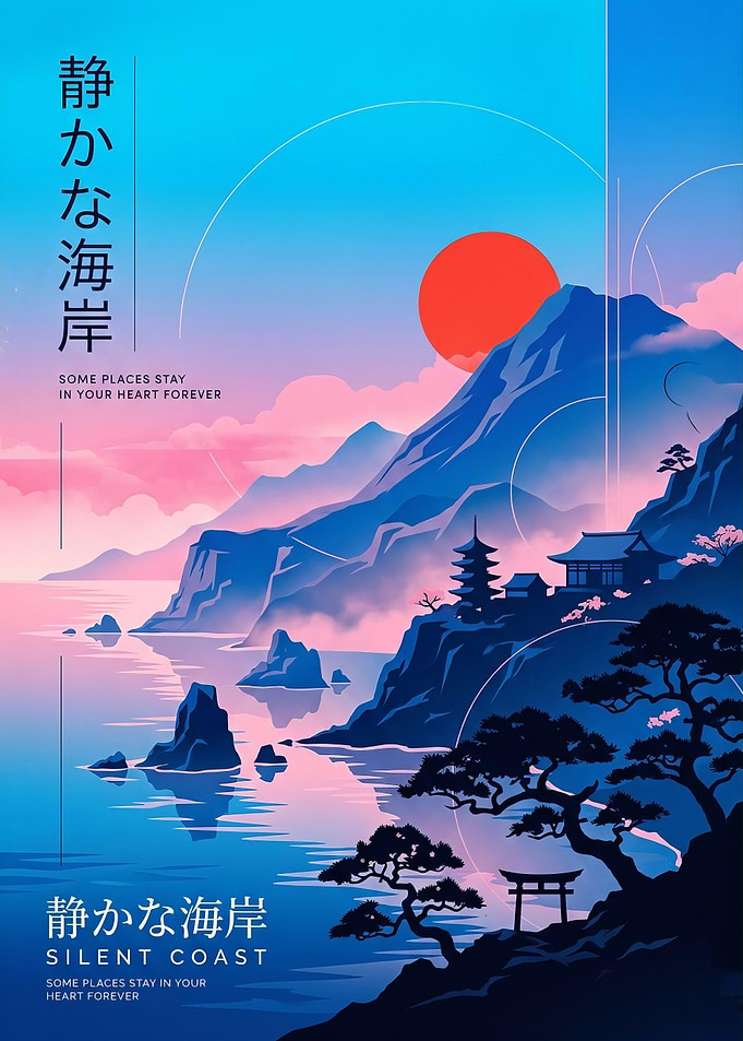 Silent Coast Japanese Landscape Poster