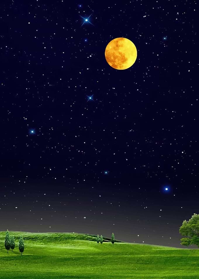 Full Moon Over Green Meadow