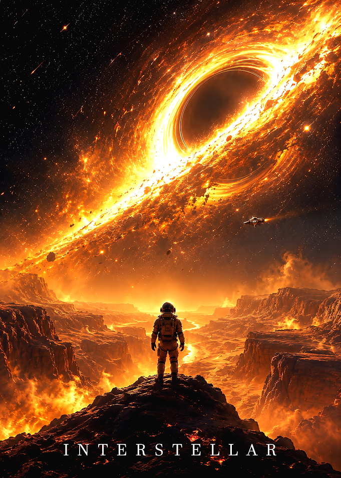 Interstellar Astronaut Facing Black Hole