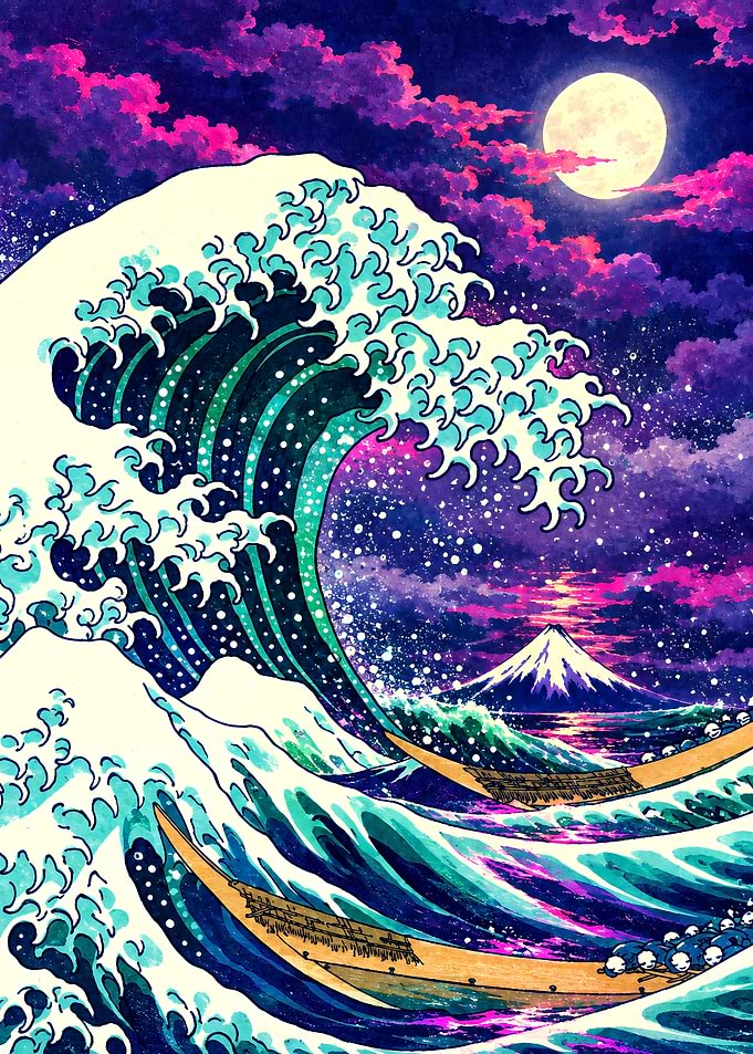 Neon Great Wave off Kanagawa