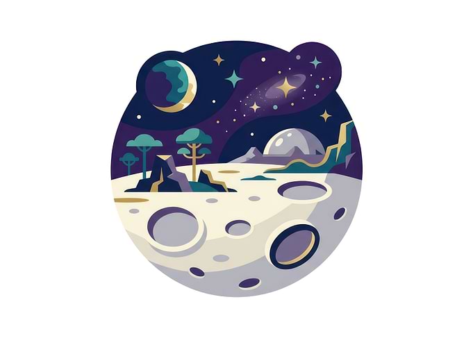 Stylized Moon Landscape Illustration