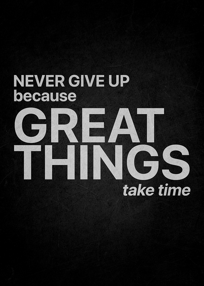 Never Give Up Inspirational Quote Poster