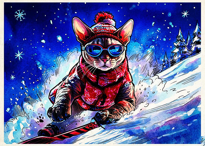 Cool Cat Skiing in Winter