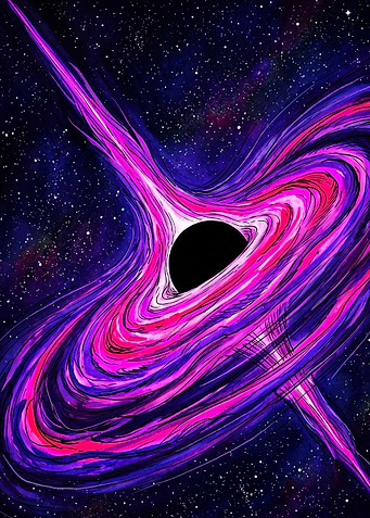 Vibrant Neon Black Hole Illustration