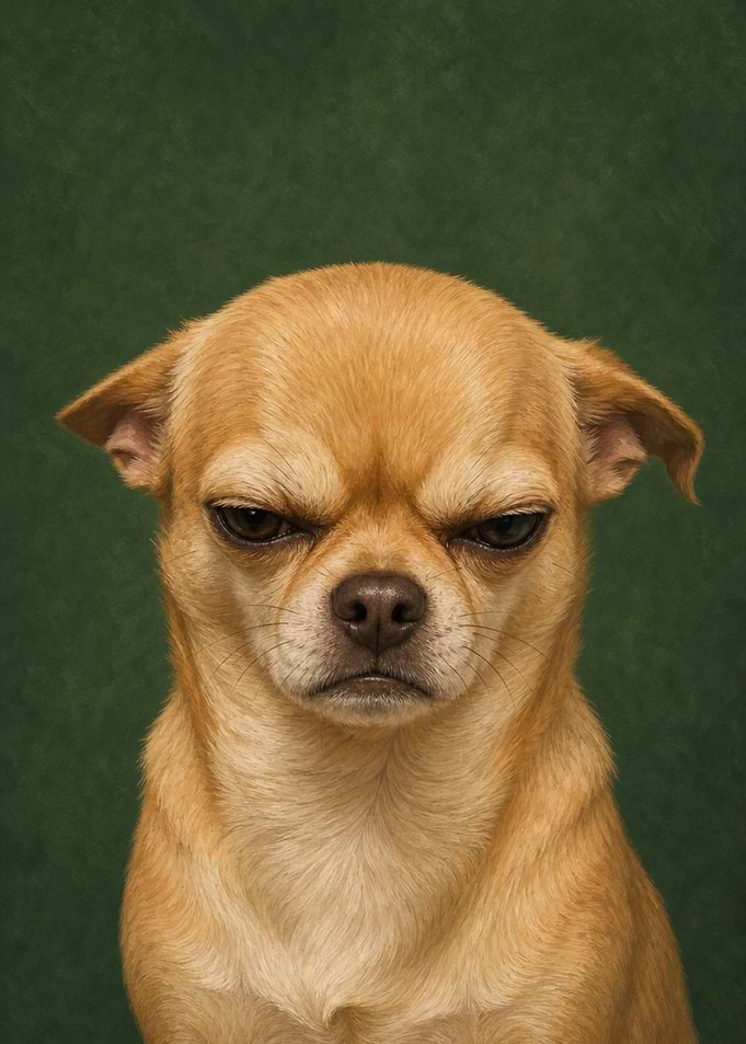 Chihuahua Wall Art — Grumpy Funny Painterly Portrait
