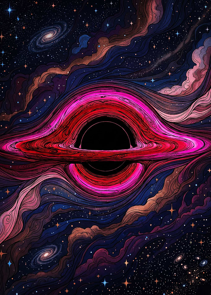 Vibrant Pink and Black Hole Illustration