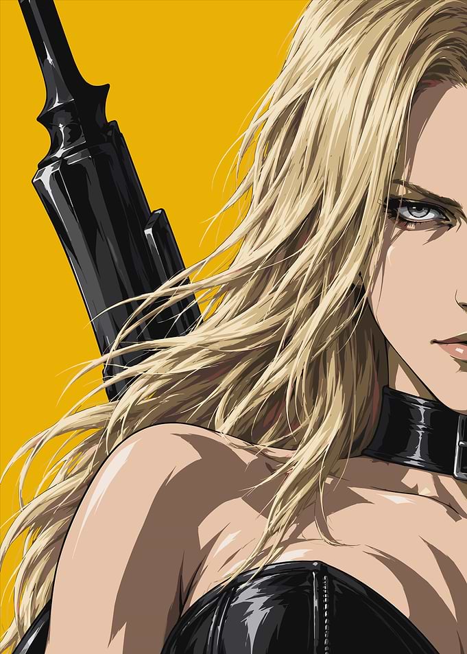 Blonde Anime Warrior with Weapon