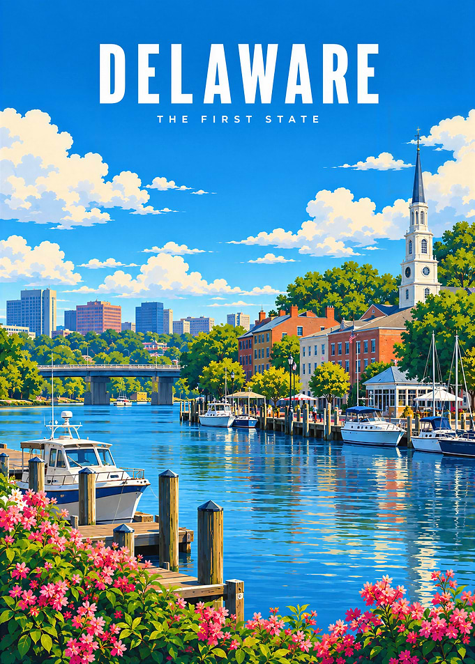 Delaware - The First State, Travel Poster