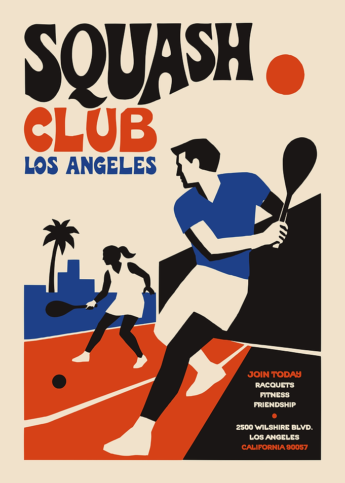 Vintage Squash Club Los Angeles Poster
