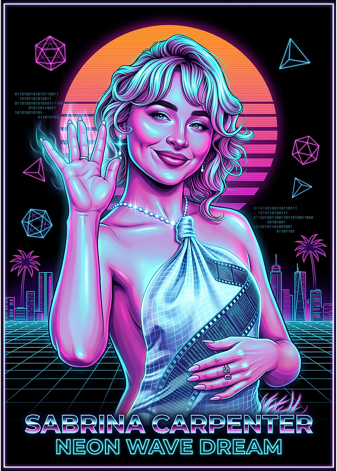 Sabrina Carpenter Neon Wave Dream Poster