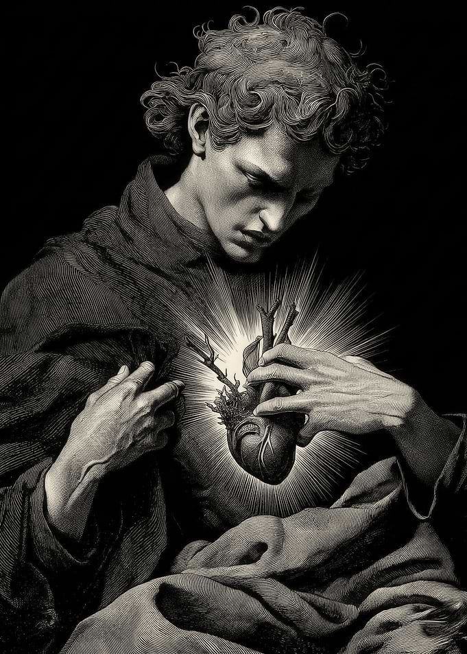 Man Holding Glowing Anatomical Heart