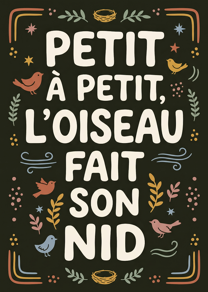 Petit à Petit French Quote Poster