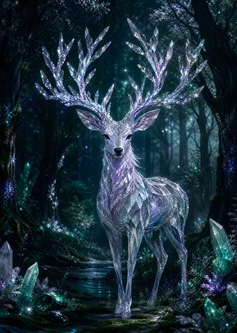 Crystal Deer in Enchanted Forest
