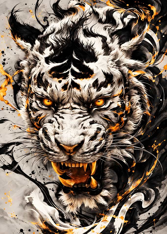 Fierce Tiger Ink Splash Art