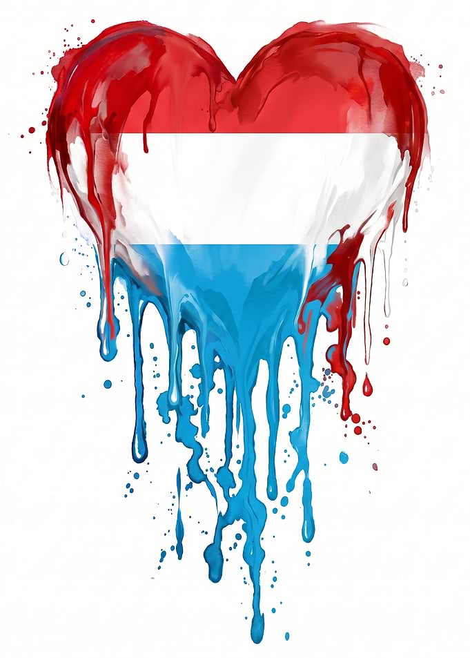Luxembourg Flag Heart Paint Drip